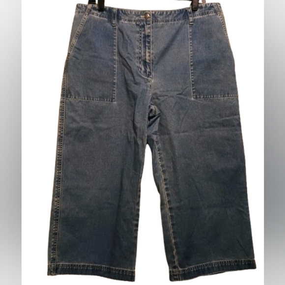 Lauren Ralph Lauren Crop jeans  100% Cotton Size 14 Front Patch Pockets - Picture 1 of 16
